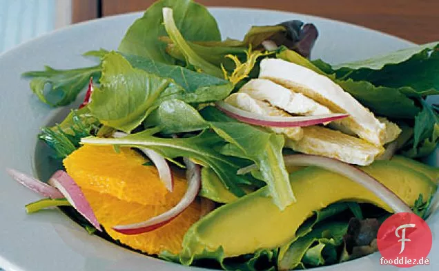 Huhn, Avocado und Orangensalat