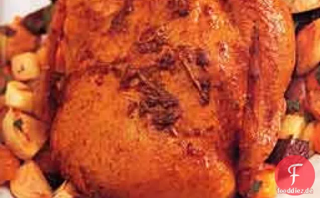 Zitronen-Ingwer-Huhn mit geröstetem Wurzelgemüse