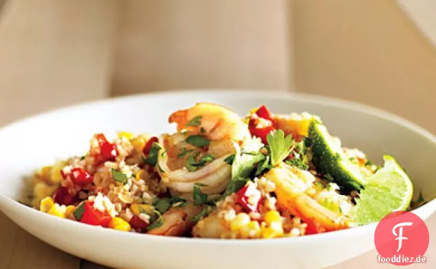 Bulgur-Risotto-mit Mais und Garnelen