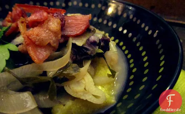 Geschmorter Lauch & Fenchel Mit Speck & Polenta