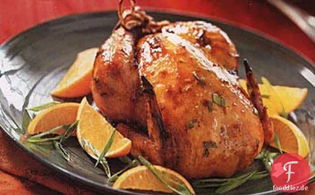 Gebratene cornische Wildhühner mit Orangen-Teriyaki-Sauce