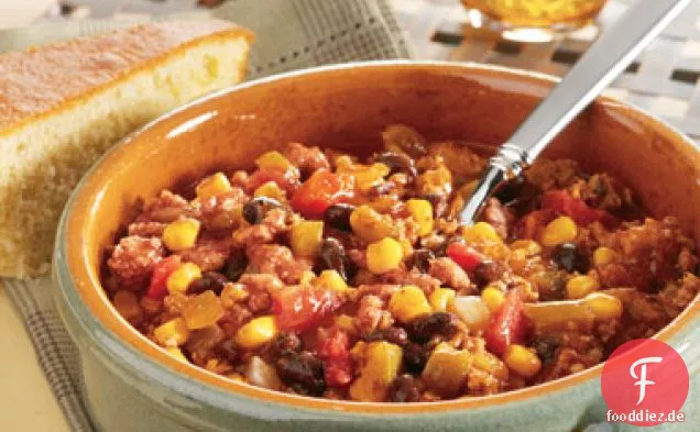 Schwarze Bohnen, Mais & Türkei Chili