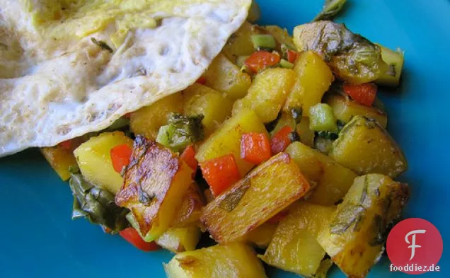 Spicy Squash Hash Mit Sauerampfer und Butternut Squash Samen Öl