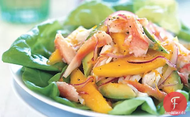 Krabben-, Mango- und Avocadosalat mit Zitrus-Dressing