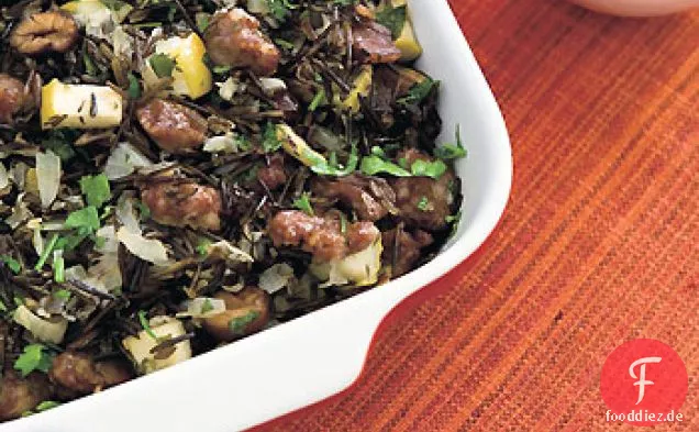 Wildreis Dressing mit Äpfeln und Kastanien