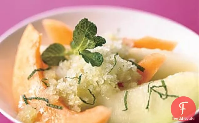 Sommermelone mit Basilikum-Minze Granita