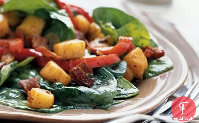 Jakobsmuschel-Spinat-Salat mit warmem Dressing
