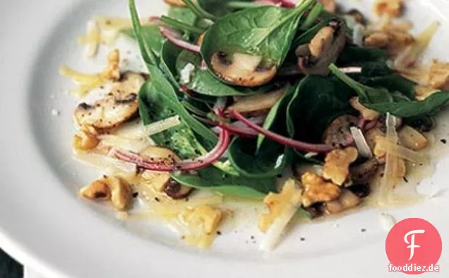 Spinat Salat Mit Warmen Zitronen-Pilze