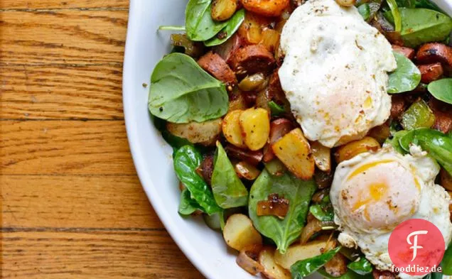 Spinat und Kartoffel Frühstück Hash