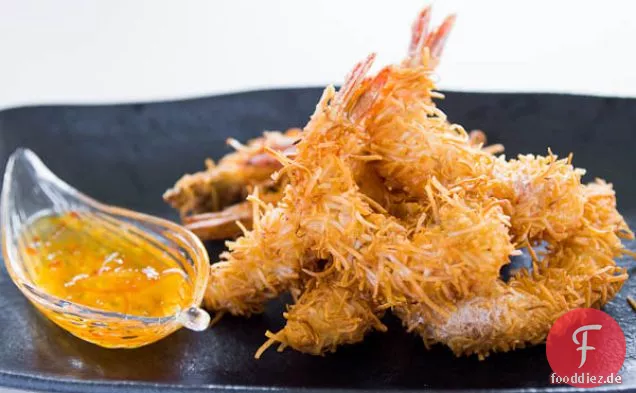 Kokosnussgarnelen mit würziger Orangensauce