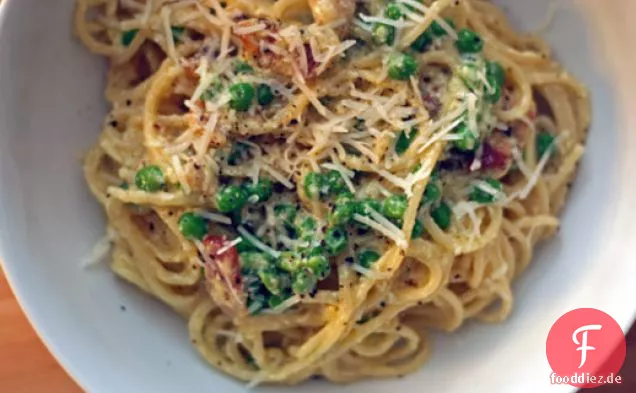 Abendessen heute Abend: Pasta Carbonara mit Ricotta