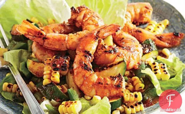 BBQ Garnelen -, Mais-und Zucchini-Salat