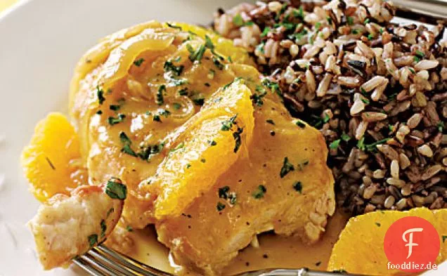 Hähnchenbrust mit Orange gebraten