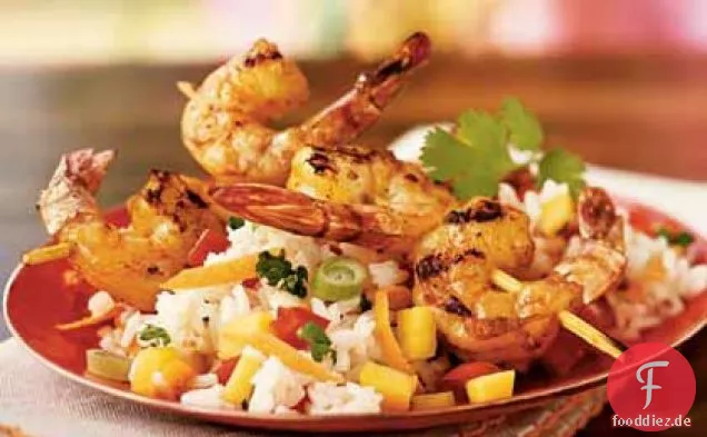 Mango-Reis-Salat mit Gegrillten Garnelen