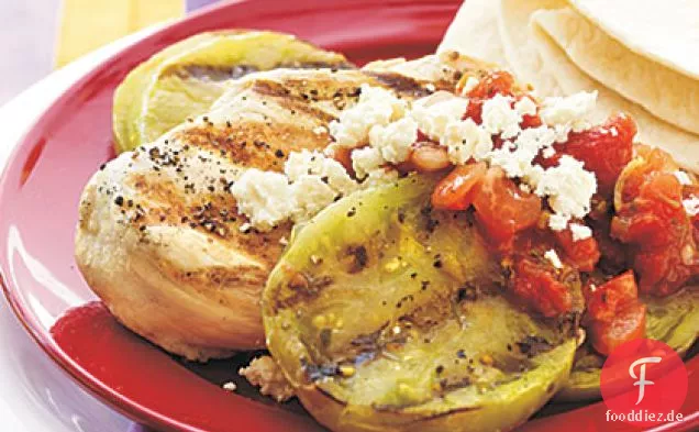South-of-the-Border gegrilltes Huhn und grüne Tomaten