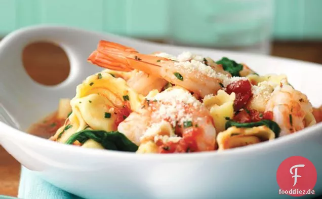 Garnelen, Tortellini & Spinat