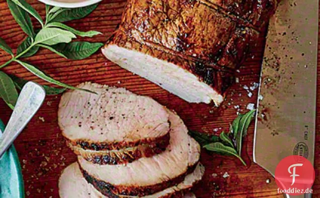 Gebratener Apfelwein-Schweinelende mit grünem Tomaten-Chutney