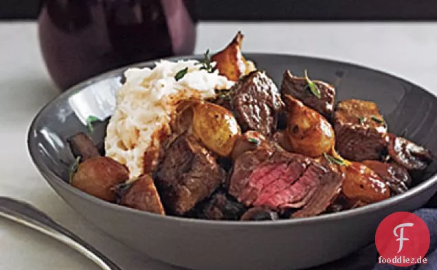 30-Minuten-Filet Bourguignonne mit Kartoffelpüree