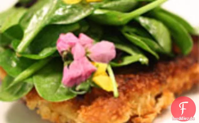 Französisch im Nu: Dijon Schweinefleisch Paillard mit Spinat und Blumensalat