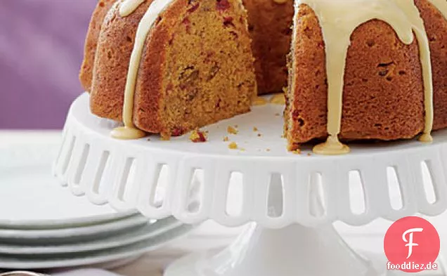 Ahorn-glasierter Kürbis-Cranberry-Kaffeekuchen