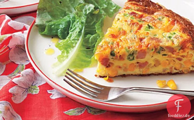 Mais, Schinken und Schalotten Frittata
