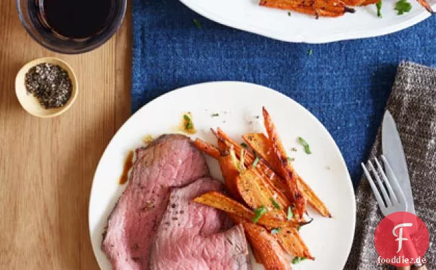 Roastbeef mit Balsamico glasierten Karotten