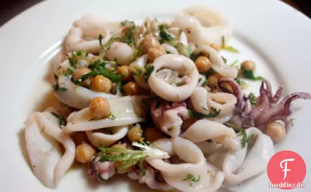 Abendessen heute Abend: Gebratener Tintenfisch mit Chiliöl