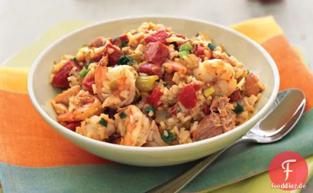 Huhn, Garnelen und Schinken Jambalaya