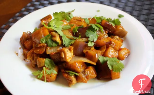 Abendessen heute Abend: Huhn und Auberginen in schwarzer Bohnensauce