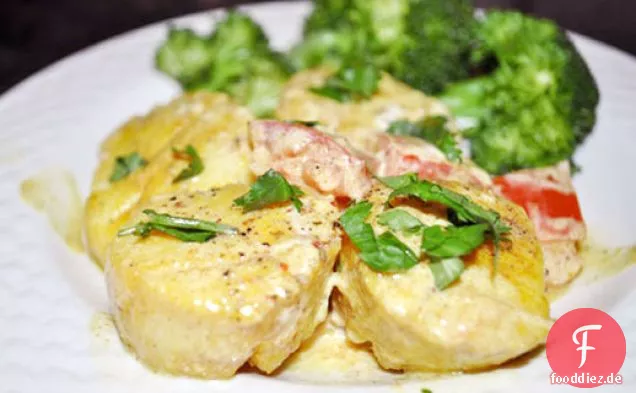 Curry-Jakobsmuscheln mit Tomaten