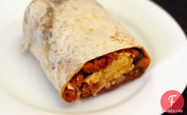 Abendessen heute Abend: Frühstück Burrito mit Chorizo, Kartoffel-und Ei -