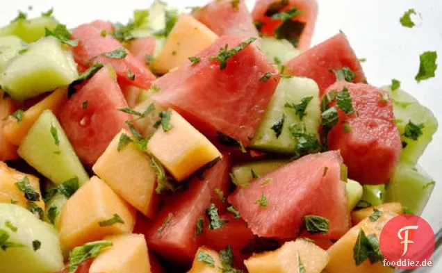 Drei Melonensalat mit Minze