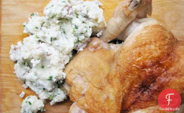 Sonntagsessen: Backsteinhähnchen mit Kartoffelpüree