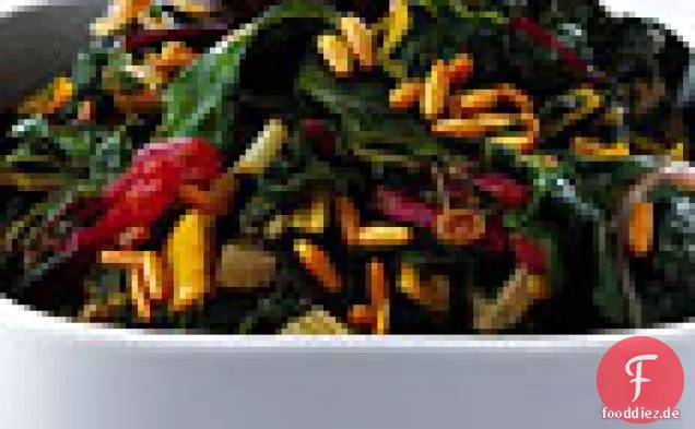 Mangold mit Rosinen und Pinienkernen