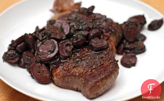 Steak mit Rotwein Pilze