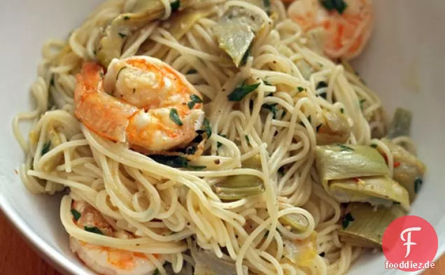 Garnelen Scampi mit Artischocken