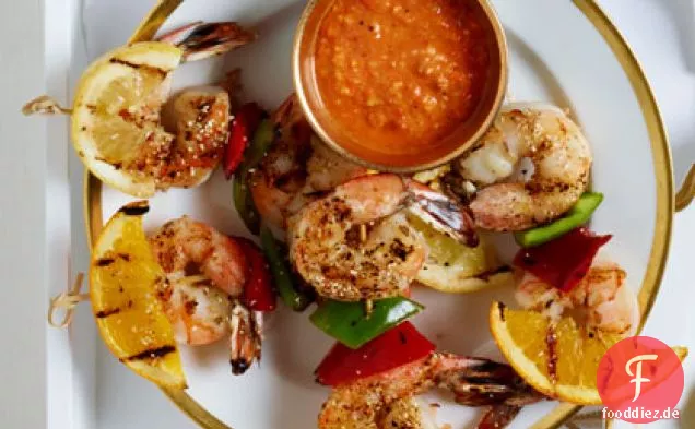 Gegrillte Garnelen-und Zitronen-Spieße