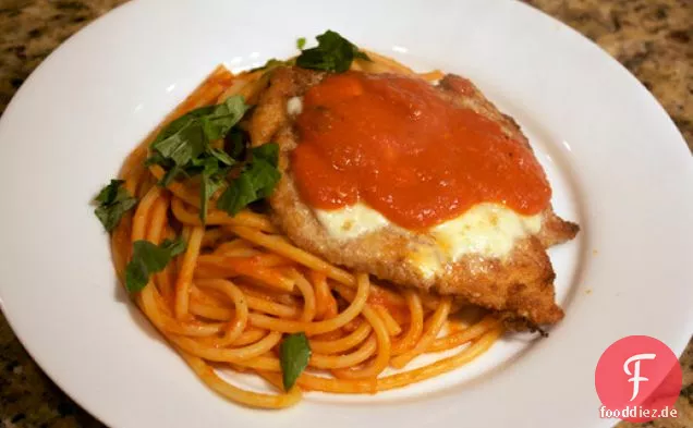 Abendessen heute Abend: Huhn Parmesan