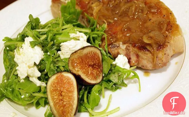 Einfache Schweinekoteletts mit Feigen-Rucola-Salat