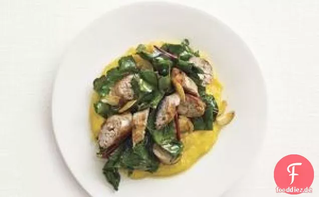Wurst und Mangold Saute mit Polenta