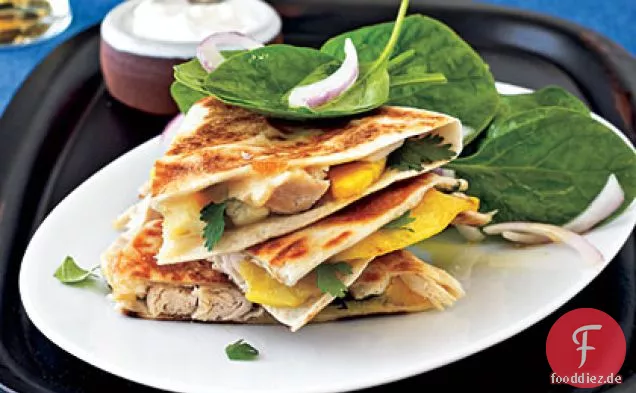 Pfeffer Jack, Huhn und Pfirsich Quesadillas