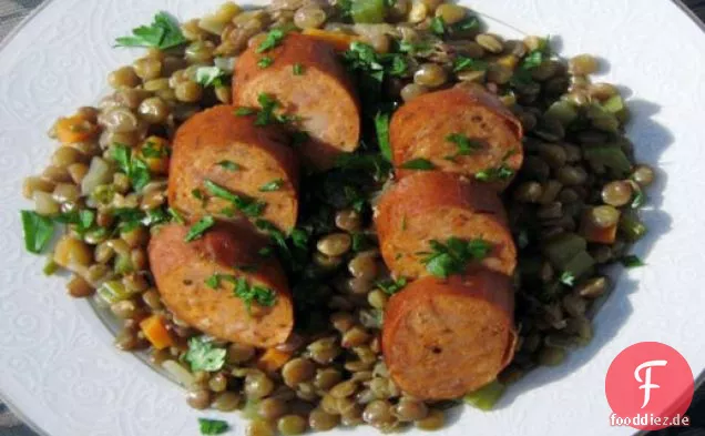 Linsen mit Andouille Wurst