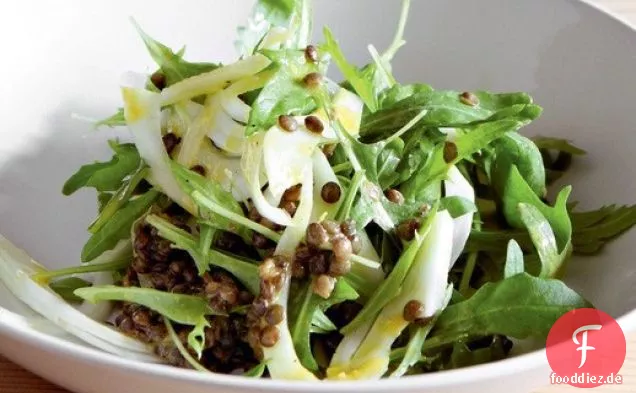 Rucola, Fenchel und grüner Linsensalat aus 'River Cottage Veg