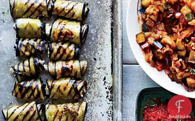 Auberginen-Involtini mit gegrillter Ratatouille