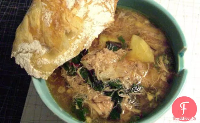 Pulled Pork, Kartoffel und Mangoldsuppe