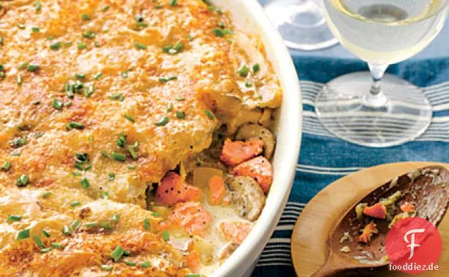 Crisp Phyllo-gekrönt Lachs Pot Pie