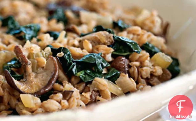 Farro mit gerösteten Steinpilzen und Cavolo Nero