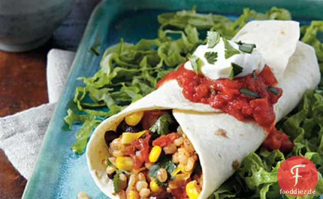 Gerste, Schwarze Bohne und Mais Burritos