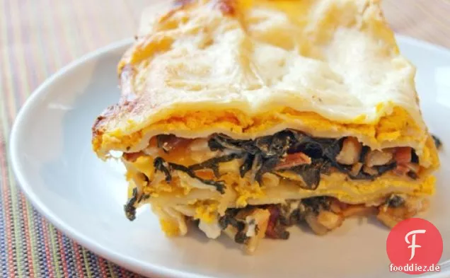 Butternut Squash Lasagne mit Speck-geschmortem Gemüse und Béchamel
