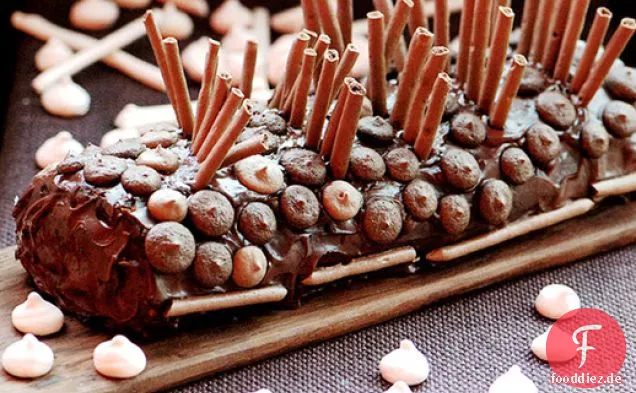 Schokolade und gesalzenes Karamell Bûche de Nöel